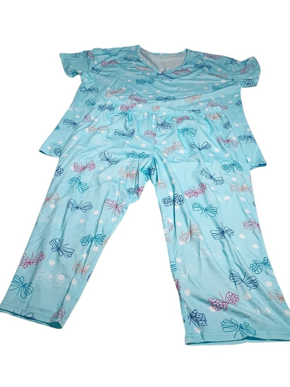 Women's Sleepwear Tops with Capri Pants Pajama Set Size Large